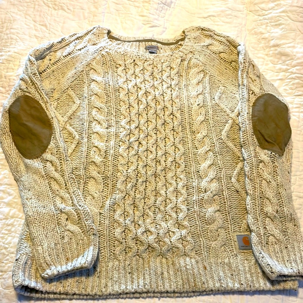 Knit sweater with elbow detail